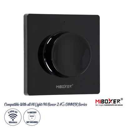 71444 K1-B Mi-BOXER Ασύρματο Επιτοίχιο Χειριστήριο Dimmer RF 2.4Ghz για όλα τα Μονόχρωμα Mi-BOXER Controller DC 3V 1 x CR2032 - IP20 Μαύρο Μ8.5 x Π8.5 x Υ2.5cm
