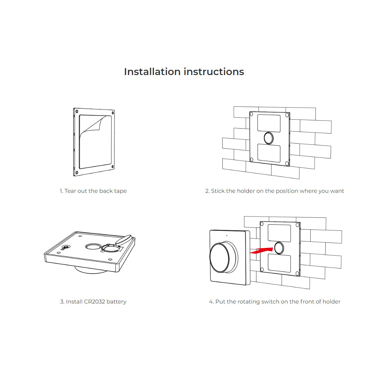 71444 K1-B Mi-BOXER Ασύρματο Επιτοίχιο Χειριστήριο Dimmer RF 2.4Ghz για όλα τα Μονόχρωμα Mi-BOXER Controller DC 3V 1 x CR2032 - IP20 Μαύρο Μ8.5 x Π8.5 x Υ2.5cm