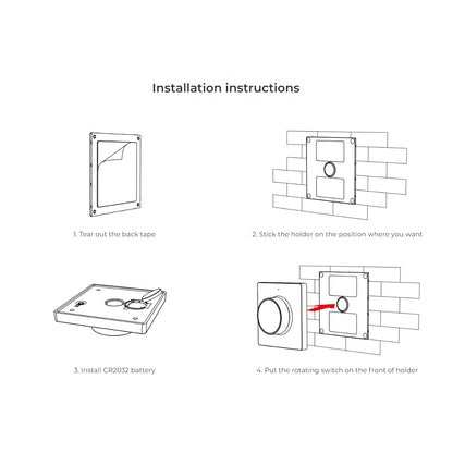 71444 K1-B Mi-BOXER Ασύρματο Επιτοίχιο Χειριστήριο Dimmer RF 2.4Ghz για όλα τα Μονόχρωμα Mi-BOXER Controller DC 3V 1 x CR2032 - IP20 Μαύρο Μ8.5 x Π8.5 x Υ2.5cm