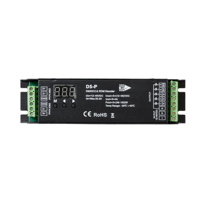 71445 D5-P SKYDANCE DC DMX & RDM Dimmer High Speed Controller / Decoder 5 Καναλιών DC 12-48V 5 x 4A 192W - Max 20.5A 960W - IP20 Μ17.5 x Π4.5 x Υ3.5cm