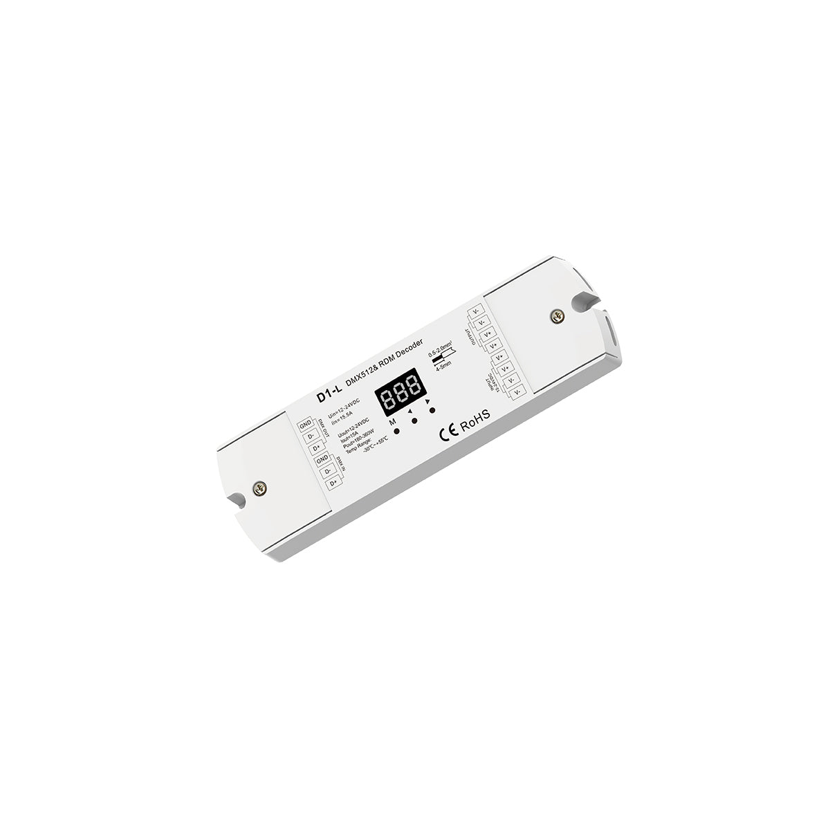 71446 D1-L SKYDANCE DC DMX & RDM Dimmer High Speed Controller / Decoder 1 Καναλιού DC 12-24V 1 x 15.5A 360W - Max 15.5A 360W - IP20 Μ17 x Π5 x Υ2.5cm