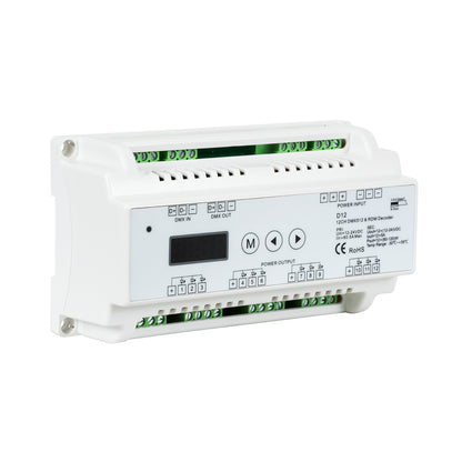 71449 D12 SKYDANCE DC DMX & RDM Dimmer Din Rail Ράγας High Speed Controller / Decoder / Master 12 Καναλιών DC 12-24V 12 x 5A 120W - Max 60.5A 1440W - IP20 Μ15.5 x Π9 x Υ6cm