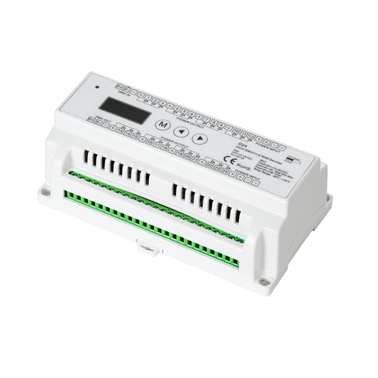 71450 D24 SKYDANCE DC DMX & RDM Dimmer Din Rail Ράγας High Speed Controller / Decoder 24 Καναλιών DC 12-24V 24 x 3A 72W - Max 72.5A 1740W - IP20 Μ16 x Π9 x Υ6cm