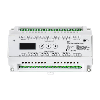 71450 D24 SKYDANCE DC DMX & RDM Dimmer Din Rail Ράγας High Speed Controller / Decoder 24 Καναλιών DC 12-24V 24 x 3A 72W - Max 72.5A 1740W - IP20 Μ16 x Π9 x Υ6cm