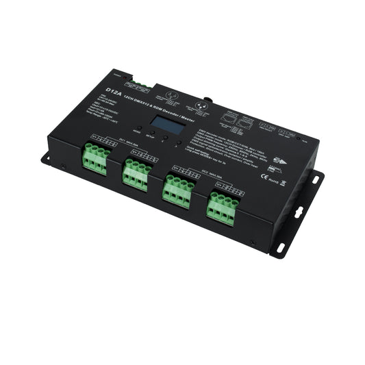 71451 D12A SKYDANCE DC DMX & RDM Dimmer High Speed Controller / Decoder / Master 12 Καναλιών DC 12-24V 12 x 5A 120W - Max 60.5A 1440W - IP20 Μ25 x Π11.5 x Υ4cm