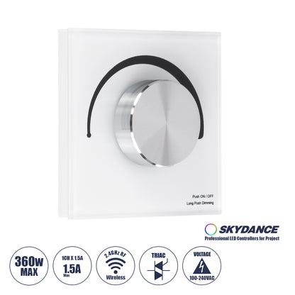 71454 S1-K SKYDANCE AC Smart RF 2.4Ghz & Ροοστάτη - Push ON/OFF Triac Dimming AC100-240V σε AC100-240V 1 x 1.5A 360W - Max 1.5A 360W - IP20 - Λευκό Σώμα - Μ8.5 x Π8.5 x Υ5cm