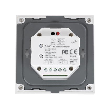 71454 S1-K SKYDANCE AC Smart RF 2.4Ghz & Ροοστάτη - Push ON/OFF Triac Dimming AC100-240V σε AC100-240V 1 x 1.5A 360W - Max 1.5A 360W - IP20 - Λευκό Σώμα - Μ8.5 x Π8.5 x Υ5cm