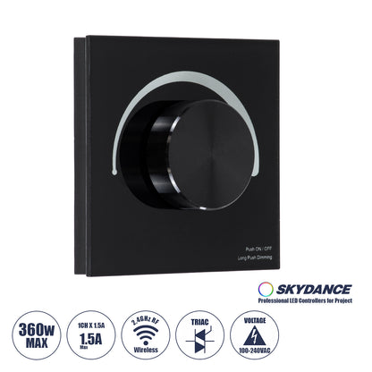 71455 S1-K SKYDANCE AC Smart RF 2.4Ghz & Ροοστάτη - Push ON/OFF Triac Dimming AC100-240V σε AC100-240V 1 x 1.5A 360W - Max 1.5A 360W - IP20 - Μαύρο Σώμα - Μ8.5 x Π8.5 x Υ5cm