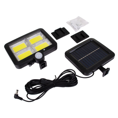 71462 Αυτόνομος Ηλιακός Προβολέας LED 128 4 x COB 30W 1600lm με Ενσωματωμένη Μπαταρία 2400mAh - Φωτοβολταϊκό Πάνελ με Αισθητήρα Ημέρας-Νύχτας - PIR Αισθητήρα Κίνησης Αδιάβροχο IP65 Ψυχρό Λευκό 6000K