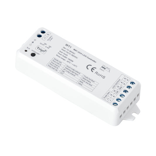 71468 WT1 SKYDANCE DC WiFi & RF 2.4Ghz Dimmer High Speed Controller 2 Καναλιών DC 12-36V 2 x 5A 180W - Max 10A 180W - IP20 Μ11.5 x Π3.5 x Υ2cm