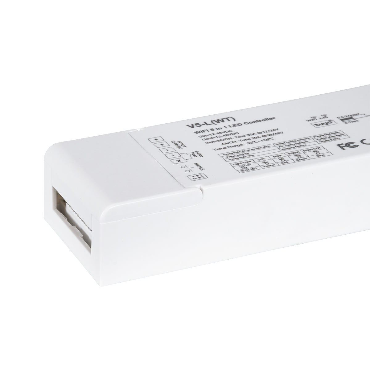 71470 V5-L SKYDANCE DC WiFi & RF 2.4Ghz Dimmer High Speed Controller 5 Καναλιών DC 12-48V 5 x 6A 288W - Max 30A 1440W - IP20 Μ18 x Π5.7 x Υ2.8cm