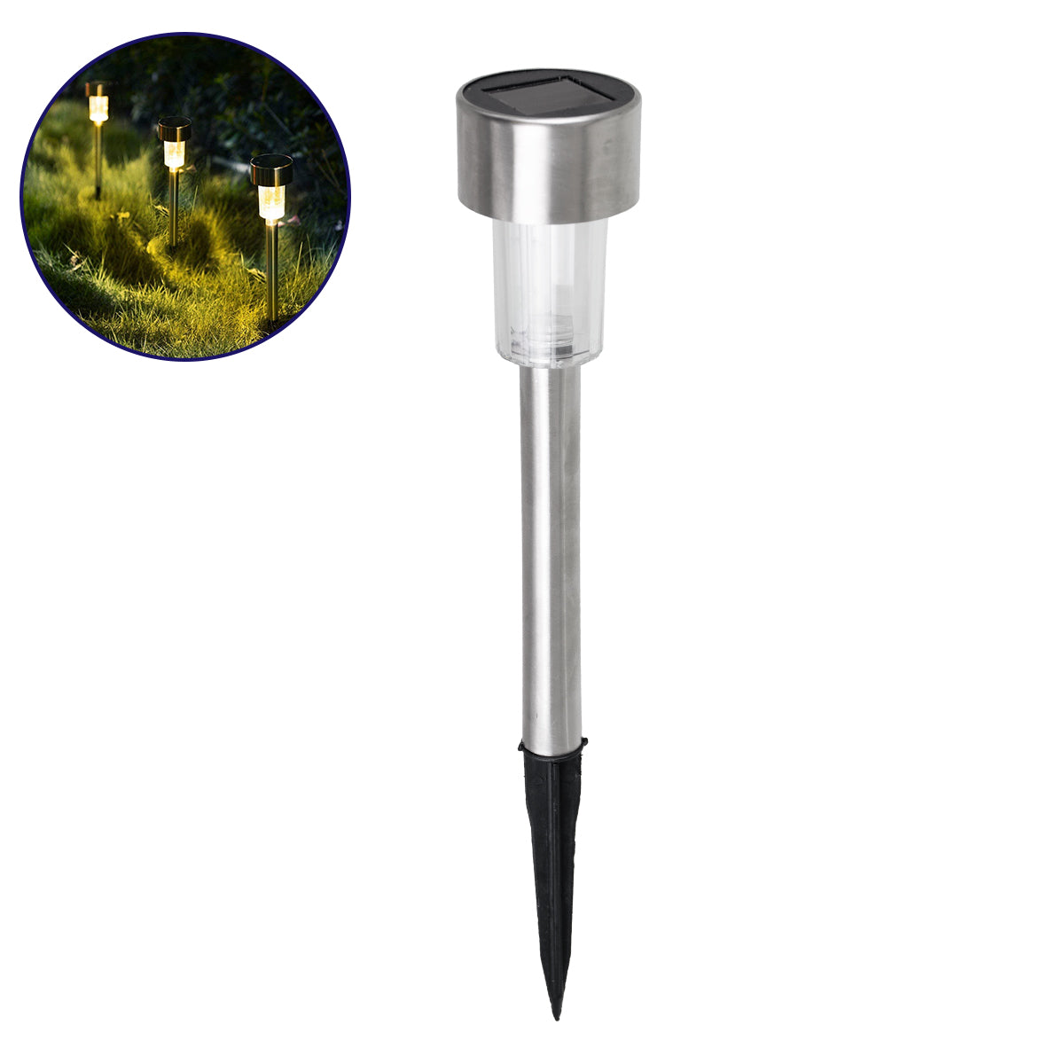 SOLARDECOR 71521 Διακοσμητικό Φωτιστικό με Βάση Κήπου / Καρφωτό LED 1W 40lm 180° DC 5V με Φωτοβολταϊκό Panel 5V 0.1W & Επαναφορτιζόμενη Μπαταρία Li-ion 3.2V 600mAh Αδιάβροχο IP65 Θερμό Λευκό 2700K - Μ4.7 x Π4.7 x Υ19.5