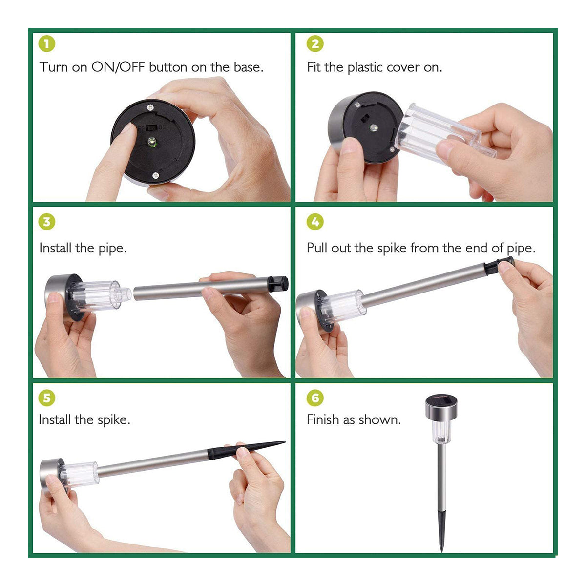 SOLARDECOR 71521 Διακοσμητικό Φωτιστικό με Βάση Κήπου / Καρφωτό LED 1W 40lm 180° DC 5V με Φωτοβολταϊκό Panel 5V 0.1W & Επαναφορτιζόμενη Μπαταρία Li-ion 3.2V 600mAh Αδιάβροχο IP65 Θερμό Λευκό 2700K - Μ4.7 x Π4.7 x Υ19.5