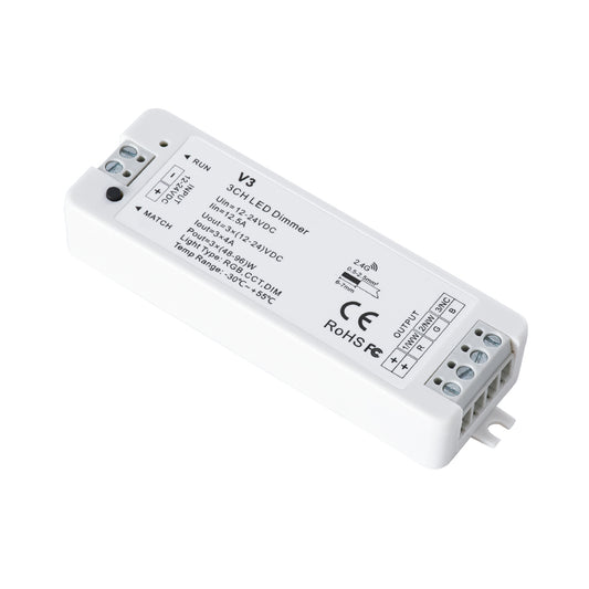 71546 V3 SKYDANCE DC RF 2.4Ghz Dimmer High Speed Controller 3 Καναλιών DC 12-24V 3 x 5A 96W - Max 12A 288W - IP20 Μ10 x Π3.5 x Υ2cm