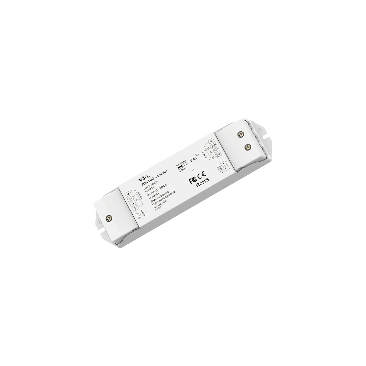 71547 V3-L SKYDANCE DC RF 2.4Ghz Dimmer High Speed Controller & Push Dimming 3 Κανάλια DC 12-48V 3 x 6A 288W - Max 18.5A 288W - IP20 Μ17.5 x Π4.5 x Υ2.5cm
