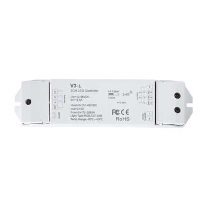 71547 V3-L SKYDANCE DC RF 2.4Ghz Dimmer High Speed Controller & Push Dimming 3 Κανάλια DC 12-48V 3 x 6A 288W - Max 18.5A 288W - IP20 Μ17.5 x Π4.5 x Υ2.5cm