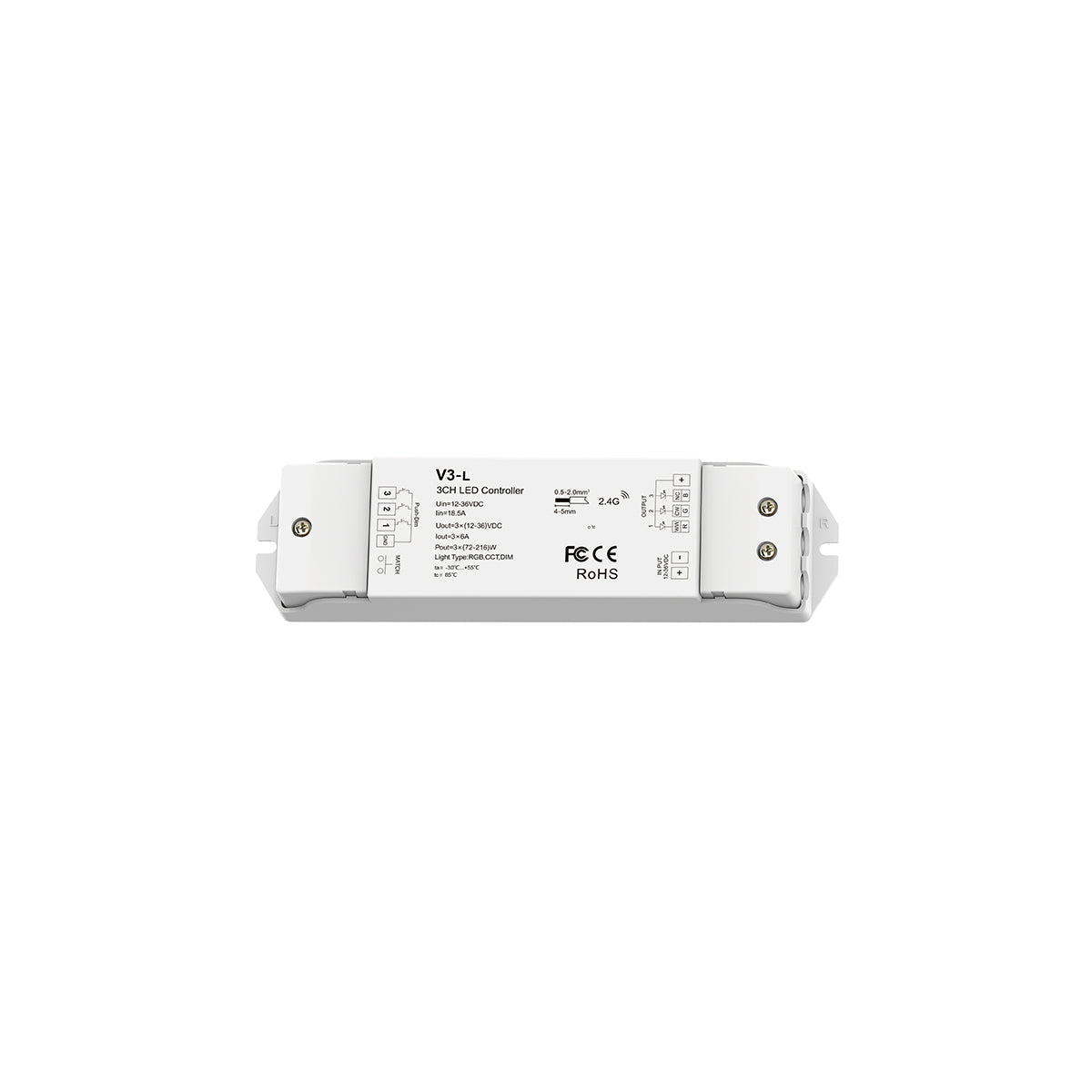 71547 V3-L SKYDANCE DC RF 2.4Ghz Dimmer High Speed Controller & Push Dimming 3 Κανάλια DC 12-48V 3 x 6A 288W - Max 18.5A 288W - IP20 Μ17.5 x Π4.5 x Υ2.5cm