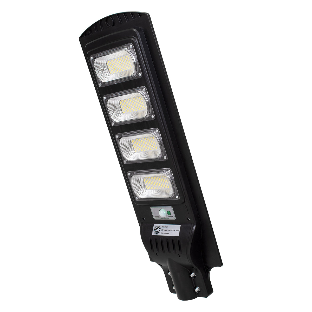 71553 Αυτόνομο Ηλιακό Φωτιστικό Δρόμου Street Light LED SMD 200W 16000lm με Ενσωματωμένη Μπαταρία Li-ion 12000mAh - Φωτοβολταϊκό Πάνελ με Αισθητήρα Ημέρας-Νύχτας PIR Αισθητήρα Κίνησης Αδιάβροχο IP65 Ψυχρό Λευκό 6000K