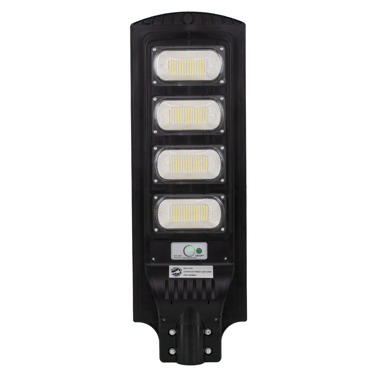 71553 Αυτόνομο Ηλιακό Φωτιστικό Δρόμου Street Light LED SMD 200W 16000lm με Ενσωματωμένη Μπαταρία Li-ion 12000mAh - Φωτοβολταϊκό Πάνελ με Αισθητήρα Ημέρας-Νύχτας PIR Αισθητήρα Κίνησης Αδιάβροχο IP65 Ψυχρό Λευκό 6000K