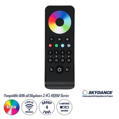 71563 RS4 SKYDANCE Ασύρματο Χειριστήριο Αφής RF 2.4Ghz 4 Group για όλα τα RGB/RGBW SKYDANCE Controller DC 3V 2 x AAA - IP20 Μαύρο Μ14 x Π5 x Υ1.9cm