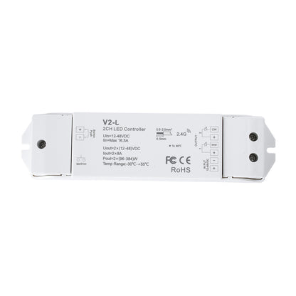 71565 V2-L SKYDANCE DC RF 2.4Ghz Dimmer High Speed Controller & Push Dimming 2 Κανάλια DC 12-48V 2 x 8A 384W - Max 16.5A 384W - IP20 Μ17.5 x Π4.5 x Υ2.5cm