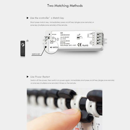 71567 V1 SKYDANCE DC RF 2.4Ghz Dimmer High Speed Controller & Push Dimming 1 Κανάλι DC 5-36V 1 x 8A 288W - Max 8.5A 288W - IP20 Μ10 x Π3.5 x Υ2cm