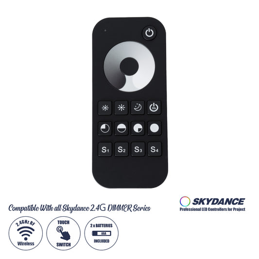 71569 RT1 SKYDANCE Ασύρματο Χειριστήριο Αφής RF 2.4Ghz 1 Group για όλα τα Μονόχρωμα SKYDANCE Controller DC 3V 2 x AAA - IP20 Μαύρο Μ12.2 x Π5.3 x Υ1.7cm