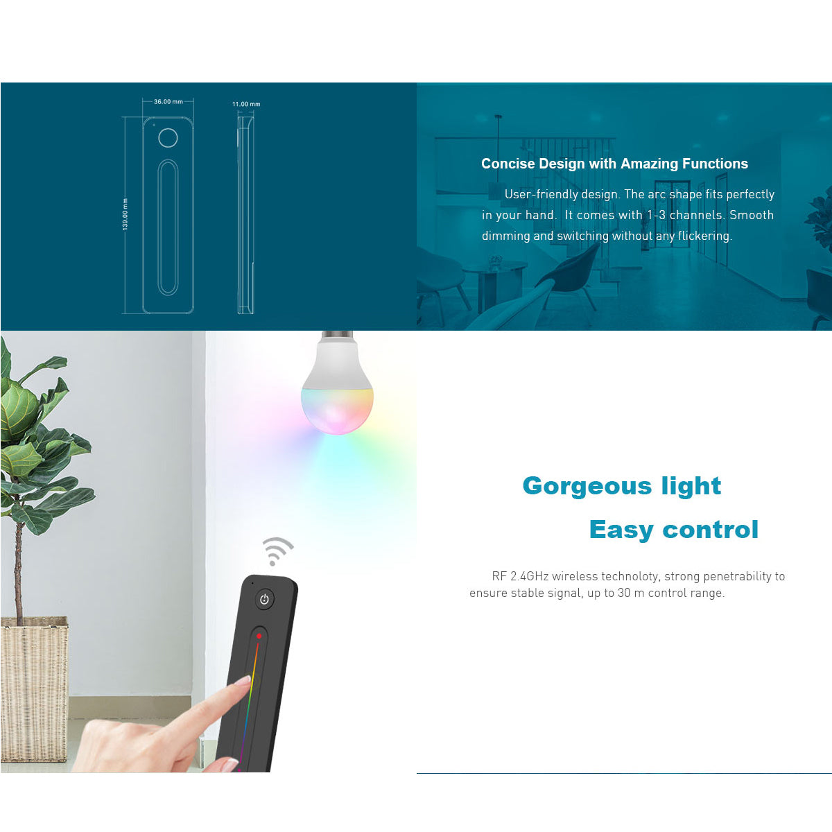 SKYDANCE-R11 71572 RF Ασύρματο Χειριστήριο Αφής 1 Group για όλα τα Μονόχρωμα SKYDANCE Controller - DC 3V 1 x CR2032 IP20 - RF2.4Ghz - Μ14 x Π3.5 x Υ1.1