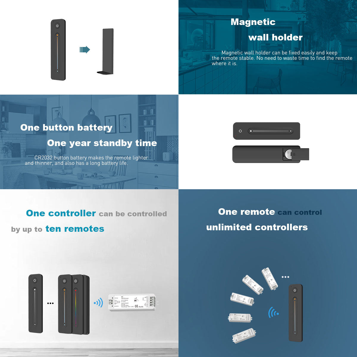 SKYDANCE-R11 71572 RF Ασύρματο Χειριστήριο Αφής 1 Group για όλα τα Μονόχρωμα SKYDANCE Controller - DC 3V 1 x CR2032 IP20 - RF2.4Ghz - Μ14 x Π3.5 x Υ1.1