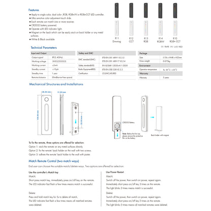 SKYDANCE-R11 71572 RF Ασύρματο Χειριστήριο Αφής 1 Group για όλα τα Μονόχρωμα SKYDANCE Controller - DC 3V 1 x CR2032 IP20 - RF2.4Ghz - Μ14 x Π3.5 x Υ1.1