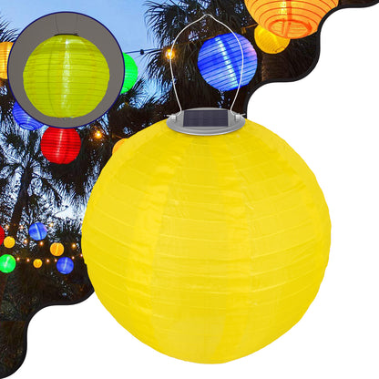 71599 Αυτόνομο Ηλιακό Φωτιστικό Υφασμάτινη Κίτρινη Μπάλα Φ30cm LED SMD 1W 100lm με Ενσωματωμένη Μπαταρία 1200mAh - Φωτοβολταϊκό Πάνελ με Αισθητήρα Ημέρας-Νύχτας Αδιάβροχο IP65 Ψυχρό Λευκό 6000K