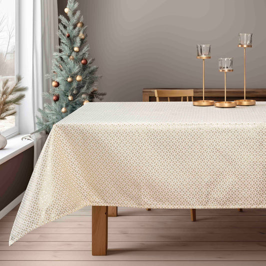 Τραπεζομάντηλο Ζακάρ Εκρού-Χρυσό 135x135εκ