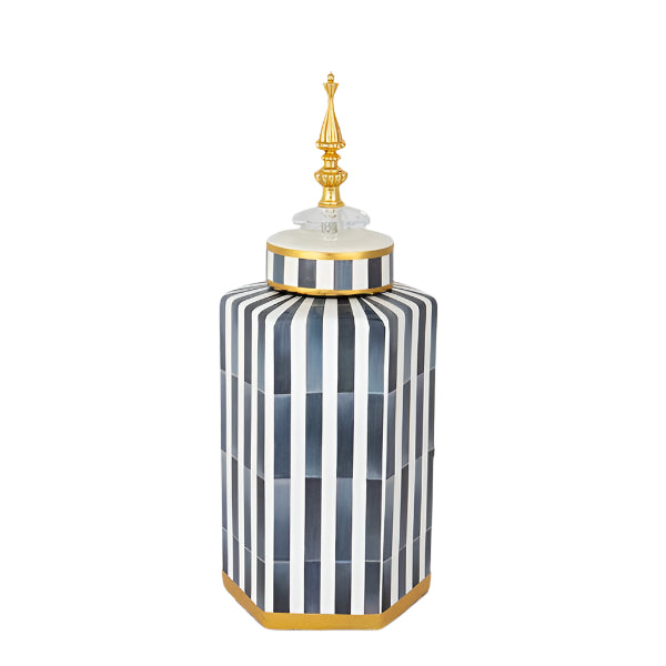 ΒΑΖΟ ΜΕ ΚΑΠΑΚΙ ΚΕΡΑΜΙΚΟ ΜΠΛΕ & ΜΑΥΡΟ 15x13x36