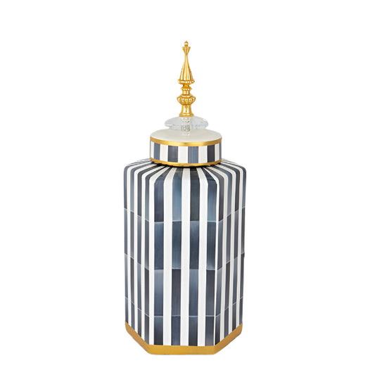 ΒΑΖΟ ΜΕ ΚΑΠΑΚΙ ΚΕΡΑΜΙΚΟ ΜΠΛΕ & ΜΑΥΡΟ 15x13x36