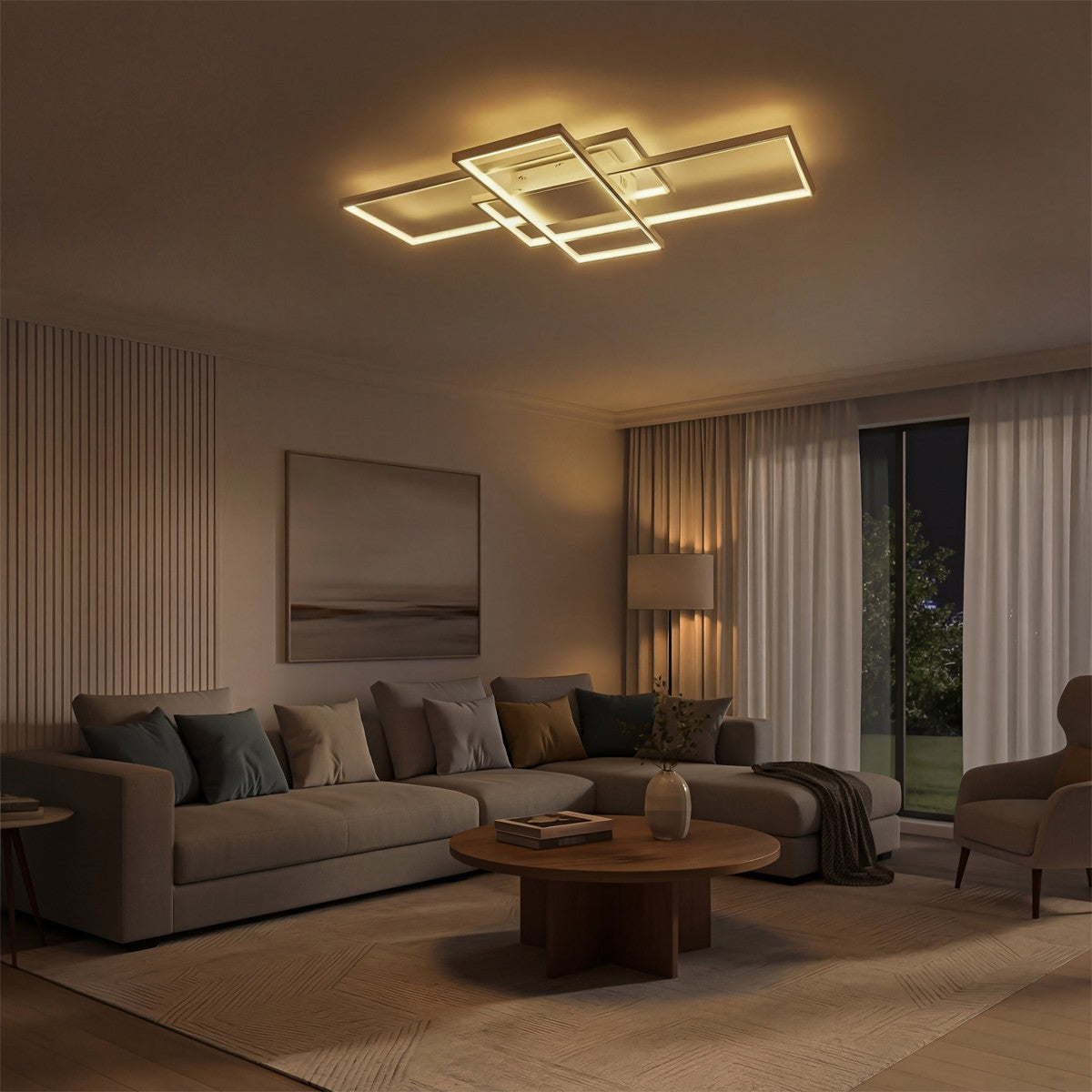 QUADRA KLV-101-0297 Φωτιστικό Οροφής LED 120W 12000lm 120° AC 220-240V IP20 Ρυθμιζόμενο Λευκό CCT με Χειριστήριο από 2700K έως 6000K Dimmable - Lumileds SMD Chip - Λευκό Ματ - Μ105 x Π60 x Υ9