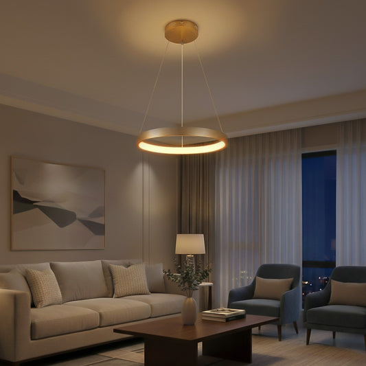 NEMESIS KLV-101-0210 Κρεμαστό Φωτιστικό Οροφής LED 45W 4500lm 180° AC 220-240V IP20 Ρυθμιζόμενο Λευκό CCT με Χειριστήριο από 2700K έως 6000K Dimmable - Lumileds SMD Chip - Χρυσό Πλατίνα - Μ60 x Π60 x Υ4