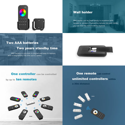 73009 RT5 SKYDANCE Ασύρματο Χειριστήριο Αφής RF 2.4Ghz 1 Group για όλα τα RGBW+WW SKYDANCE Controller DC 3V 2 x AAA - IP20 Μαύρο Μ5.3 x Π1.75 x Υ12.2cm