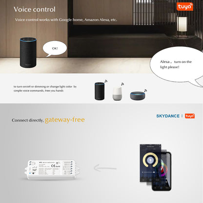 73010 WT5 SKYDANCE DC WiFi & RF 2.4Ghz Dimmer High Speed Controller 5 Καναλιών DC 12-24V 5 x 3A 72W - Max 15A 360W - IP20 Μ10 x Π4 x Υ2cm
