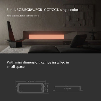 73010 WT5 SKYDANCE DC WiFi & RF 2.4Ghz Dimmer High Speed Controller 5 Καναλιών DC 12-24V 5 x 3A 72W - Max 15A 360W - IP20 Μ10 x Π4 x Υ2cm