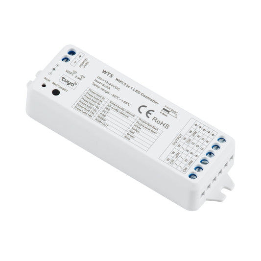 73010 WT5 SKYDANCE DC WiFi & RF 2.4Ghz Dimmer High Speed Controller 5 Καναλιών DC 12-24V 5 x 3A 72W - Max 15A 360W - IP20 Μ10 x Π4 x Υ2cm