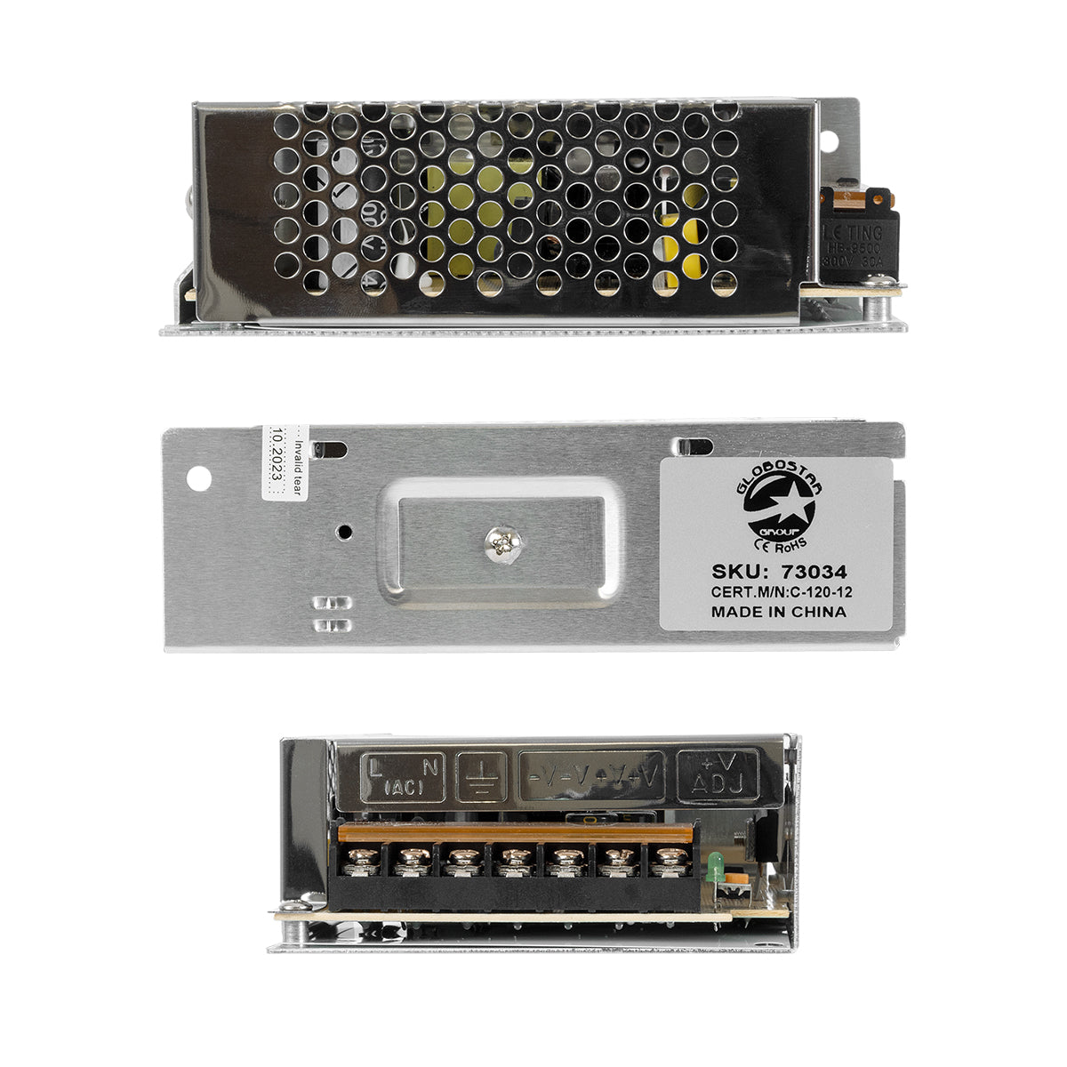 LUMIVOLT 73034 Τροφοδοτικό/Μετασχηματιστής PELV 120W 10A DC 12V IP20 - AC 220-240V σε DC 12V / Ρυθμιζόμενo από DC 10.8V έως DC 13.2V - Μ13 x Π10 x Υ4