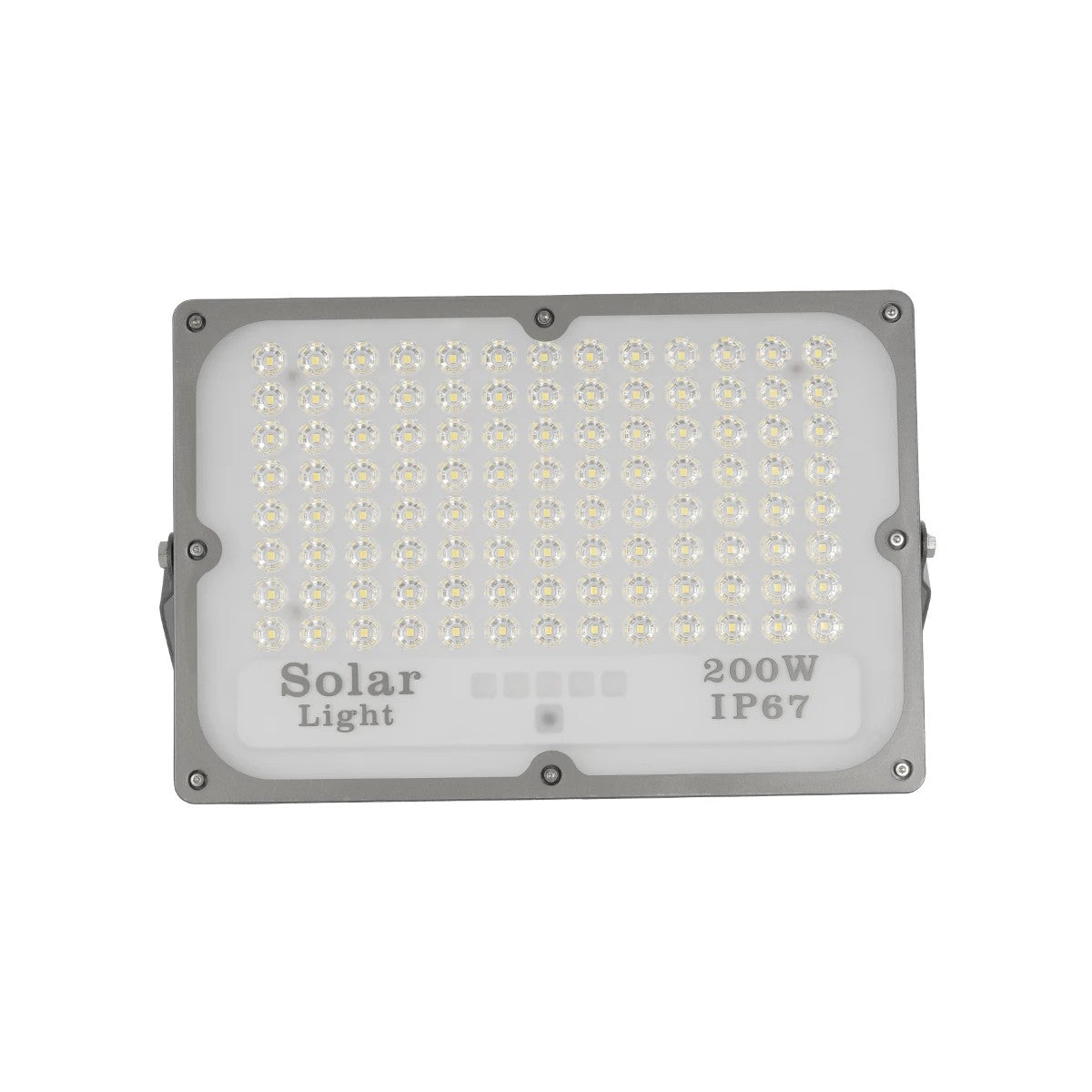 LUMOVOX 73068 Προβολέας LED 200W 10000lm 120° DC 5V με Φωτοβολταϊκό Panel 5V 12W & Επαναφορτιζόμενη Μπαταρία Li-ion 3.2V 10000mAh Αδιάβροχο IP67 Ψυχρό Λευκό 6000K - 180 x SMD2835 Sanan Chip - Γκρι Ανθρακί - Μ29.5 x Π5.5 x Υ19