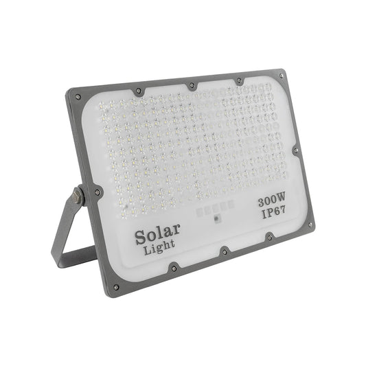 LUMOVOX 73069 Προβολέας LED 300W 15000lm 120° DC 5V με Φωτοβολταϊκό Panel 5V 20W & Επαναφορτιζόμενη Μπαταρία Li-ion 3.2V 15000mAh Αδιάβροχο IP67 Ψυχρό Λευκό 6000K - 360 x SMD2835 Sanan Chip - Γκρι Ανθρακί - Μ37 x Π7.5 x Υ27