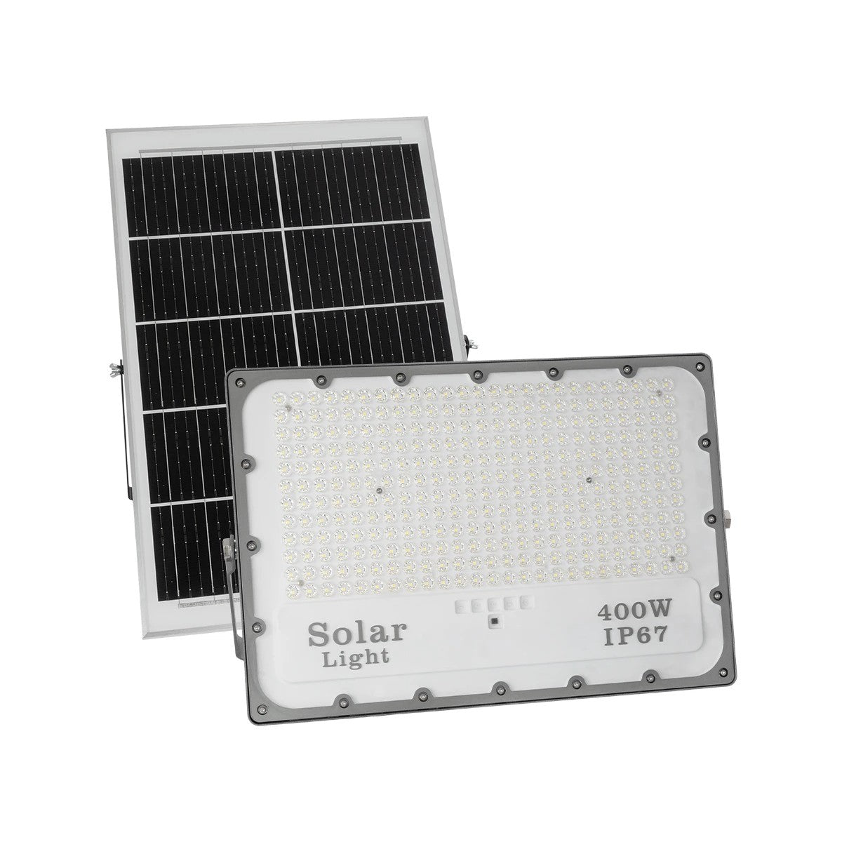 LUMOVOX 73070 Προβολέας LED 400W 20000lm 120° DC 5V με Φωτοβολταϊκό Panel 5V 25W & Επαναφορτιζόμενη Μπαταρία Li-ion 3.2V 20000mAh Αδιάβροχο IP67 Ψυχρό Λευκό 6000K - 400 x SMD2835 Sanan Chip - Γκρι Ανθρακί - Μ45 x Π7.5 x Υ30.5