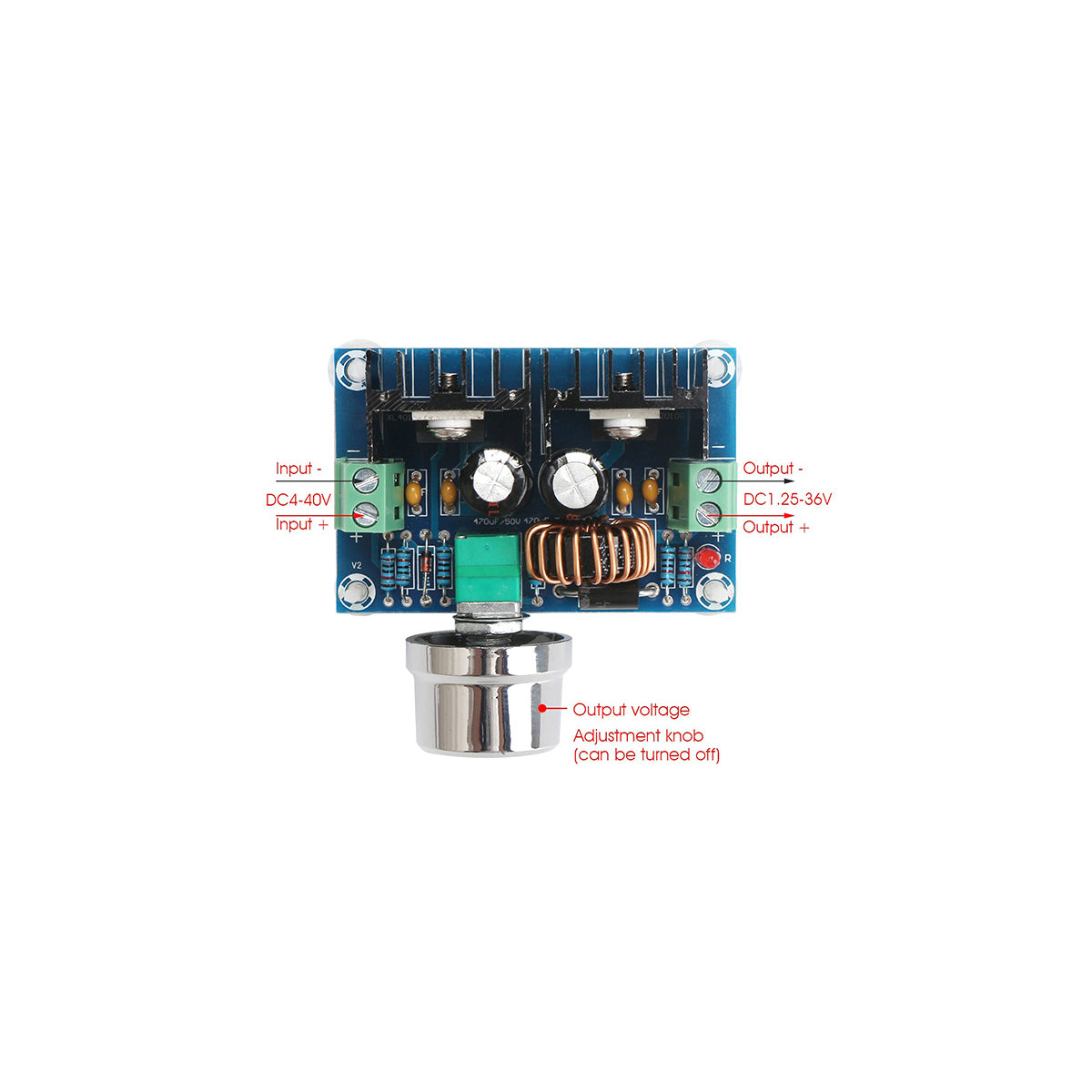 73114 Ρυθμιστής Τάσης - Voltage Regulator DC Converter Module - Input DC4-40V / Output DC1.25-36V Max Load 8A Μ6 x Π4.5 x Υ2.5cm