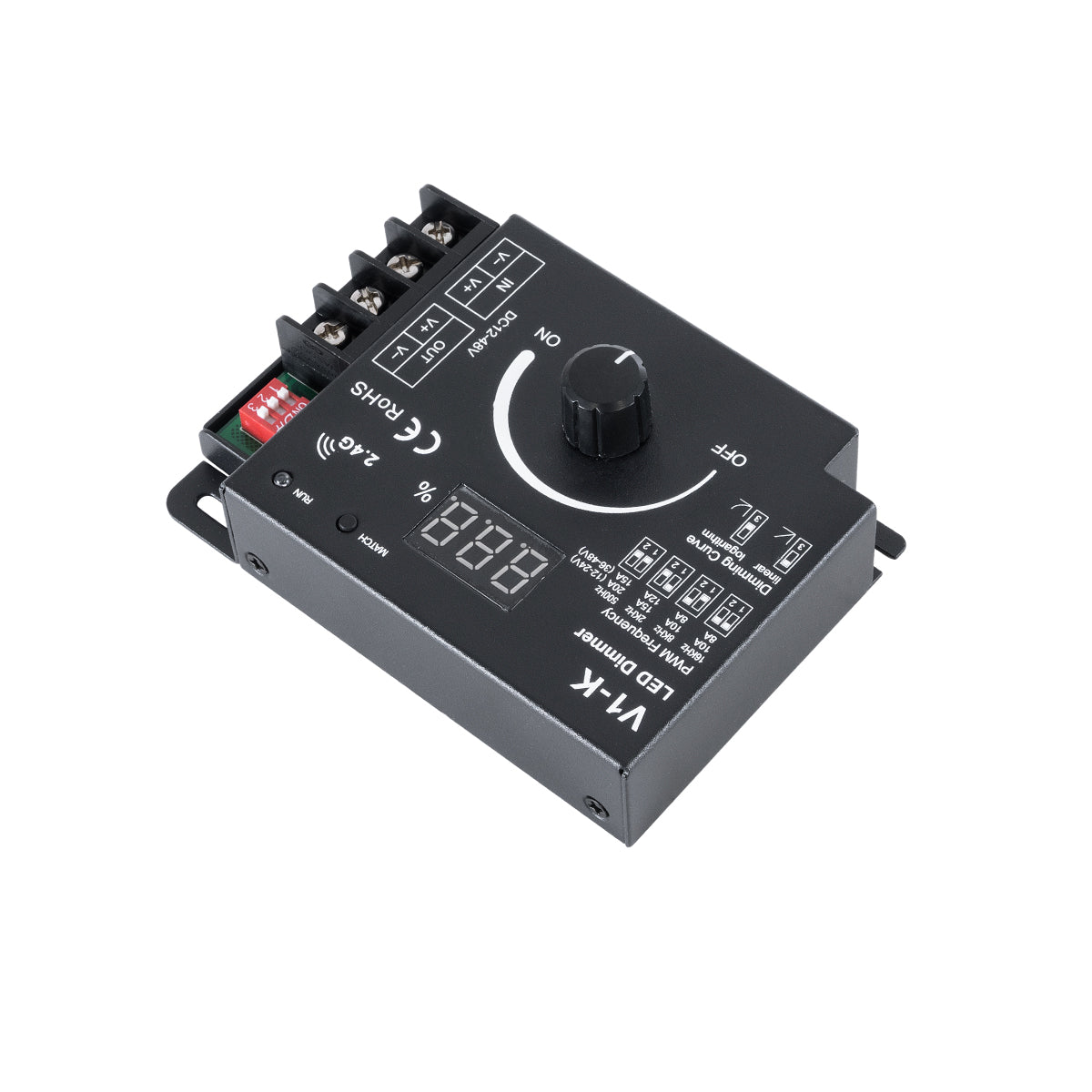 73117 V1-K SKYDANCE DC RF 2.4Ghz Dimmer PWM Frequency Controller 1 Κανάλι DC 12-24V 1 x 20A 480W - Max 20A 480W - IP20 Μ10.7 x Π7.5 x Υ3.8cm