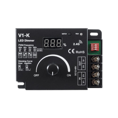 73117 V1-K SKYDANCE DC RF 2.4Ghz Dimmer PWM Frequency Controller 1 Κανάλι DC 12-24V 1 x 20A 480W - Max 20A 480W - IP20 Μ10.7 x Π7.5 x Υ3.8cm