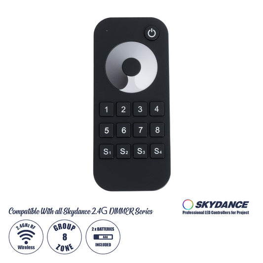 73121 RT8 SKYDANCE Ασύρματο Χειριστήριο Αφής RF 2.4Ghz 8 Group για όλα τα Μονόχρωμα SKYDANCE Controller DC 3V 2 x AAA - IP20 Μ12.2 x Π5.3 x Υ1.7cm
