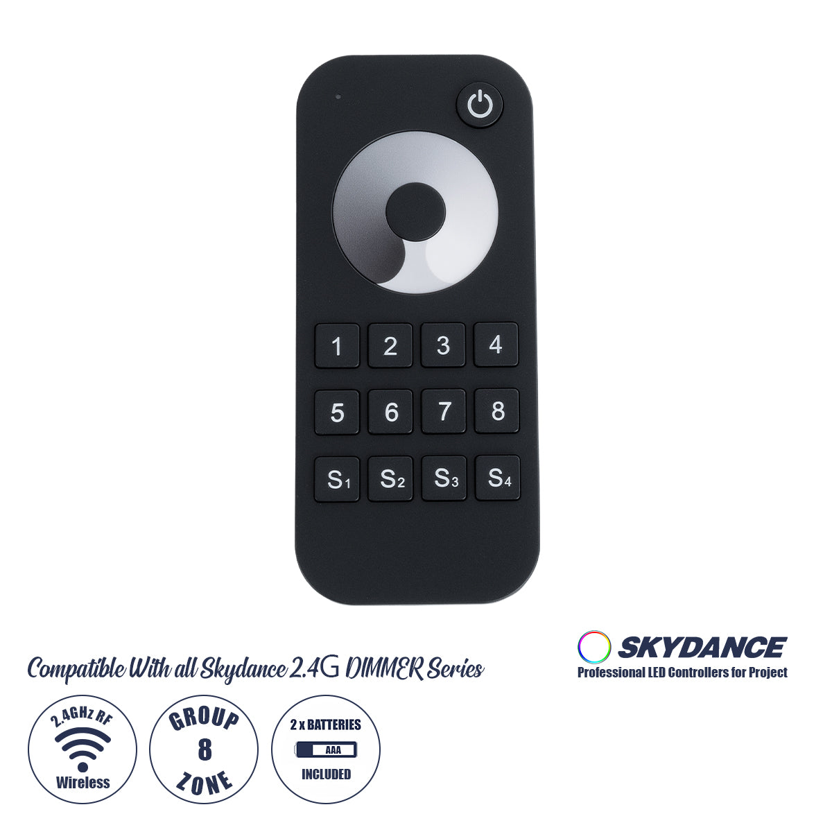 73121 RT8 SKYDANCE Ασύρματο Χειριστήριο Αφής RF 2.4Ghz 8 Group για όλα τα Μονόχρωμα SKYDANCE Controller DC 3V 2 x AAA - IP20 Μ12.2 x Π5.3 x Υ1.7cm