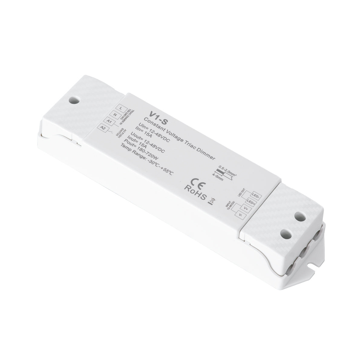 73127 V1-S SKYDANCE AC Triac Dimmer Push Dimming 1 Κανάλι DC 12-48V 1 x 15A 720W - Max 15A 720W - IP20 Μ17.5 x Π4.5 x Υ2.5cm